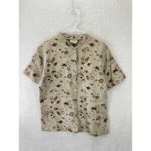 Vintage Cotton Studio Women's Linen Shirt Button‎ Up Size Small Made in USA